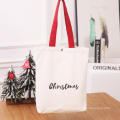 Christmas red cotton canvas tote bags with handle